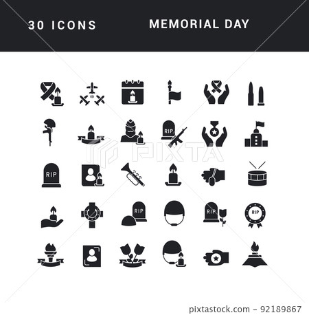 Set of simple icons of Memorial Day Set of simple icons of Memorial Day 92189867