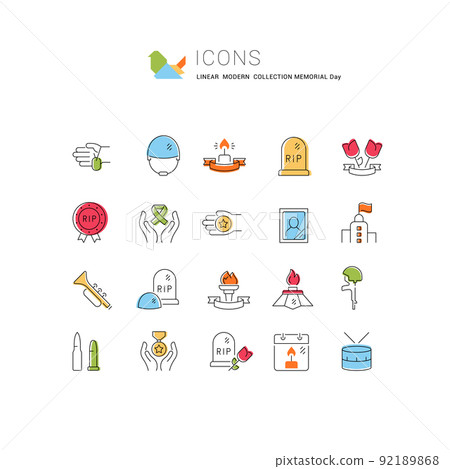 Set Vector Line Icons of Memorial Day Set Vector Line Icons of Memorial Day 92189868