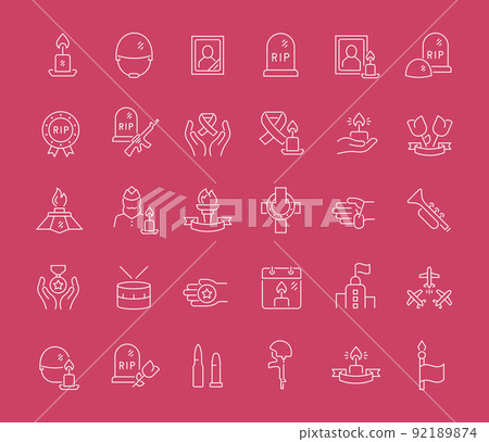 Set Vector Line Icons of Memorial Day Set Vector Line Icons of Memorial Day 92189874