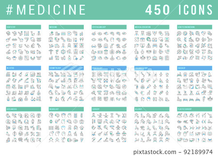 Set Vector Line Icons of Medicine 92189974