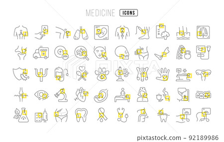 Set of linear icons of Medicine 92189986