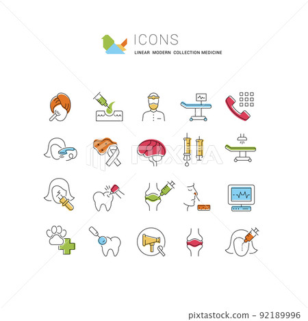 Set Vector Line Icons of Medicine Set Vector Line Icons of Medicine 92189996