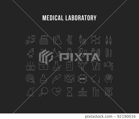Set Vector Flat Line Icons Medical Laboratory - Stock Illustration ...