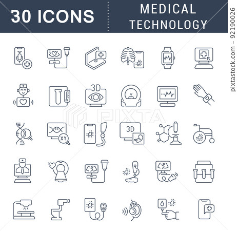 Set Vector Line Icons of Medical Technology Set Vector Line Icons of Medical Technology 92190026