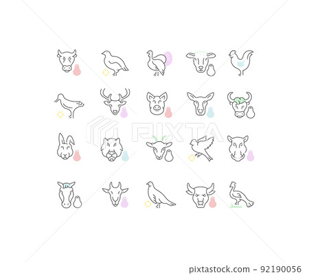 Set Vector Line Icons of Meat and Poultry. 92190056