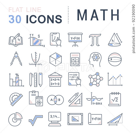 Set Vector Line Icons of Math. - Stock Illustration [92190090] - PIXTA