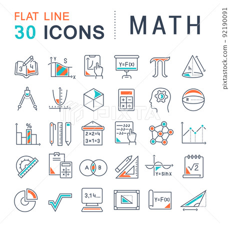 Set Vector Line Icons of Math. Set Vector Line Icons of Math. 92190091