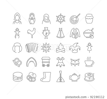Vector Line Icons of Maslenitsa Vector Line Icons of Maslenitsa 92190112