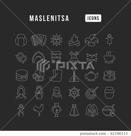 Vector Line Icons of Maslenitsa 92190115