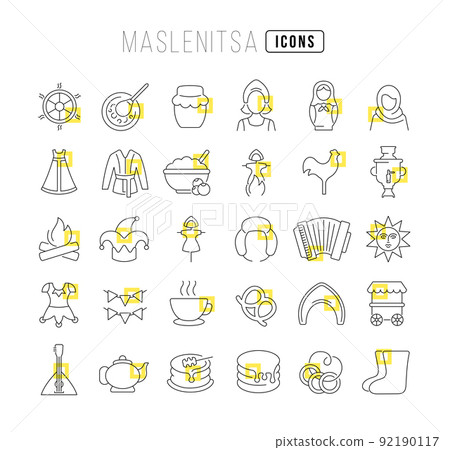 Vector Line Icons of Maslenitsa 92190117