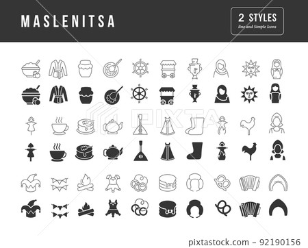 Vector Simple Icons of Maslenitsa 92190156