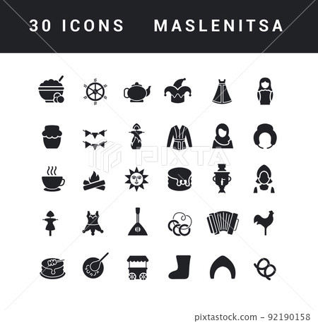 Vector Simple Icons of Maslenitsa Vector Simple Icons of Maslenitsa 92190158