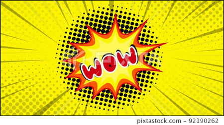 Comic zoom inscription WOW on a colored background - Vector 92190262