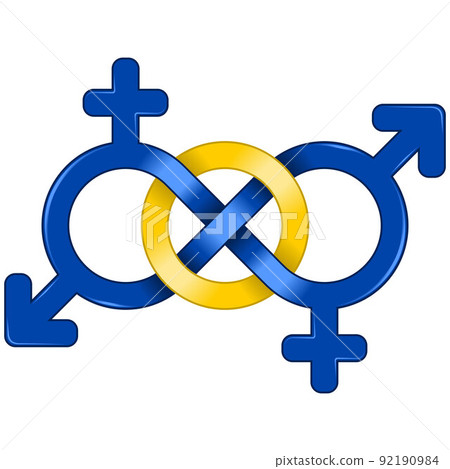 Symbol of man and woman united by infinity 92190984