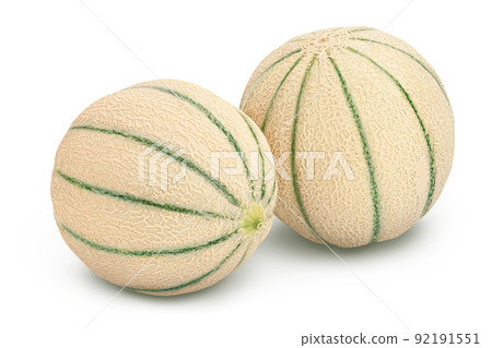 Cantaloupe melon isolated on white background with full depth of field Cantaloupe melon isolated on white background with full depth of field 92191551