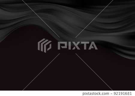 Black flying silk fabric on a dark background. Fashion background. Vector illustration Black flying silk fabric on a dark background. Fashion background. Vector illustration 92191681