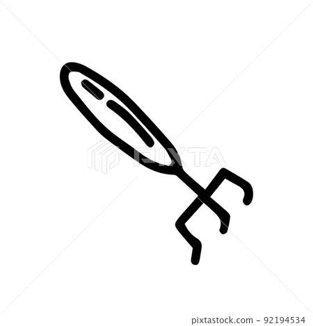 Hoe like fork. Hand drawn outline vector illustration in doodle style, isolated. Gardening element. Tools for working in the garden, on the farm. 92194534