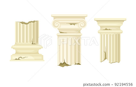 Broken Marble Pillars and Stone Column Ruins as Ancient Building Architectural Element Vector Set Broken Marble Pillars and Stone Column Ruins as Ancient Building Architectural Element Vector Set 92194556