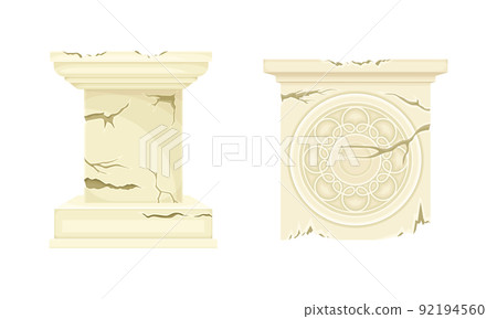 Broken Marble Pillars and Stone Column Ruins as Ancient Building Architectural Element Vector Set Broken Marble Pillars and Stone Column Ruins as Ancient Building Architectural Element Vector Set 92194560