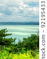 Lake Balaton view from Tihany viewpoint on hot summer day 92195433