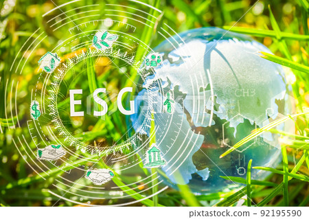 Glass globe in the grass 92195590