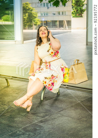 Happy woman shopping Happy woman shopping 92195772