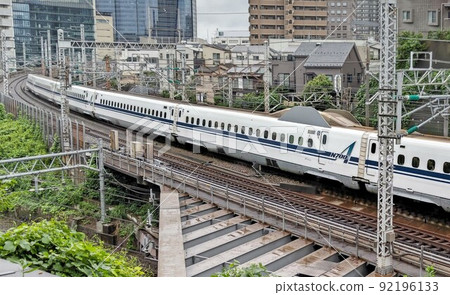 Tokaido Shinkansen from Gongenyama Park, Kitashinagawa, Shinagawa-ku, Tokyo, July 4th Tokaido Shinkansen from Gongenyama Park, Kitashinagawa, Shinagawa-ku, Tokyo, July 4th 92196133