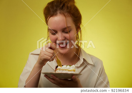 girl eats dessert girl eats dessert 92196834