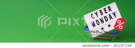 Cyber monday light box in shopping basket Cyber monday light box in shopping basket 92197184