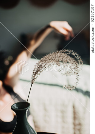 Self loving woman with real body. Clear demonstration of self-love, body positivity. Self loving woman with real body. Clear demonstration of self-love, body positivity. 92197197