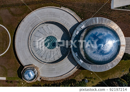 Aerial drone view on planetarium in Katowice Aerial drone view on planetarium in Katowice 92197214
