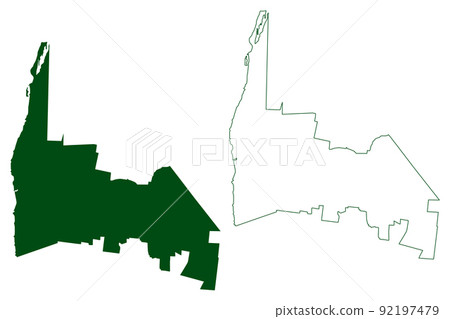 Calkini municipality (Free and Sovereign State of Campeche, Mexico, United Mexican States) map vector illustration, scribble sketch Calkini map 92197479