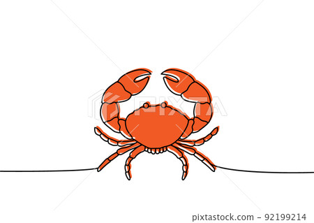 Set of Crab one line colored continuous drawing. Crab continuous one line colorful set illustration. Vector minimalist linear illustration. Set of Crab one line colored continuous drawing. Crab continuous one line colorful set illustration. Vector minimalist linear illustration. 92199214