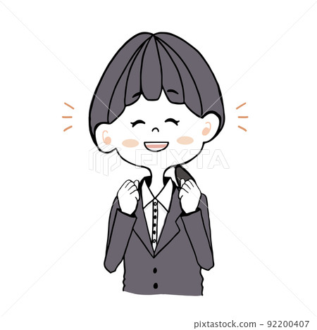 一個穿著招聘服的女孩(新員工/上班族)的插圖,笑著說“盡力而為” 一個穿著招聘服的女孩(新員工/上班族)的插圖,笑著說“盡力而為” 92200407
