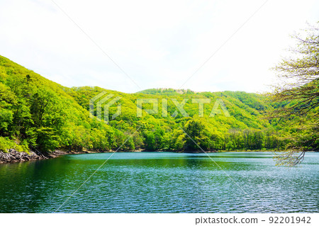 Toyoni Lake in early summer Hokkaido 92201942