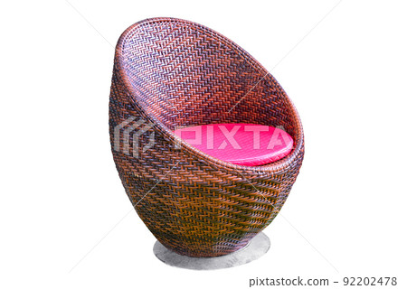 Wicker chair with cushions pillow isolated on white background Wicker chair with cushions pillow isolated on white background 92202478