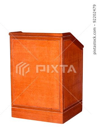 Wooden Podium Tribune Rostrum Stand Isolated on White Background Wooden Podium Tribune Rostrum Stand Isolated on White Background 92202479