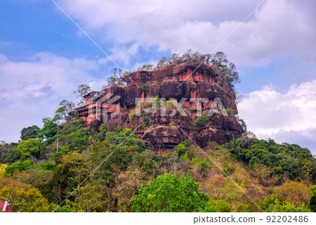 Phu Thok or Chetiyakiri Temple Beautiful mountain with rocky cliffs in Bueng Kan Province, Thailand. 92202486
