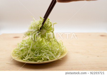Shredded cabbage on a large tent Shredded cabbage on a large tent 92203721