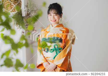 Woman with orange furisode Woman with orange furisode 92204231