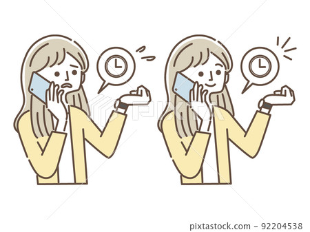 說話的同時注意時間的女商人 說話的同時注意時間的女商人 92204538