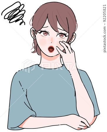 Headache_Stress_Illustration of a worried woman 92205821