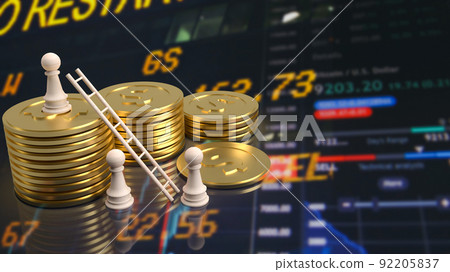 The wood chess and silver coins for business concept 3d rendering 92205837