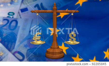 The symbol euro and dollar  for exchange rate balance business concept 3d rendering 92205845