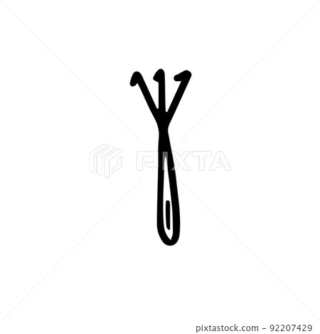 Hoe like fork. Hand drawn outline vector illustration in doodle style, isolated. Gardening element. Tools for working in the garden, on the farm. Hoe like fork. Hand drawn outline vector illustration in doodle style, isolated. Gardening element. Tools for working in the garden, on the farm. 92207429