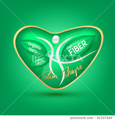 High fiber and vitamin, Foods make the body healthy slim shape. Logo products template on a green background.  92207884