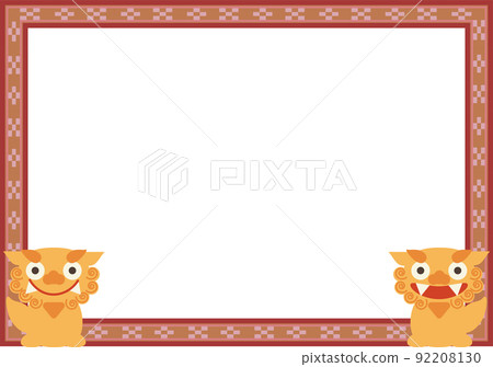 Shisa frame of minsaa style illustration 92208130
