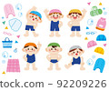 Illustration set of swimming school and school swimming 92209226