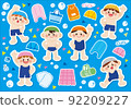 Illustration set of swimming school and school swimming 92209227