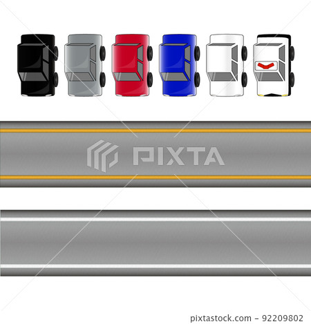 Illustration of cars and roads seen from above Illustration of cars and roads seen from above 92209802